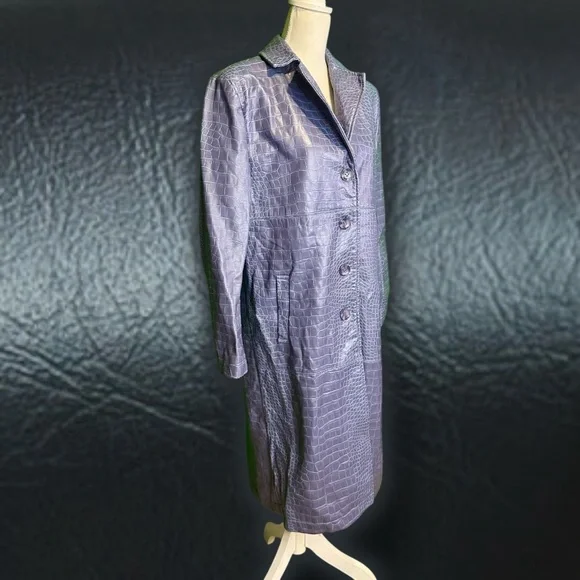 NWOT Hosbjerg Vegan Leather ‘Irah Croc Embossed Coat’ in “Dust Blue” Size Medium - Picture 16 of 16